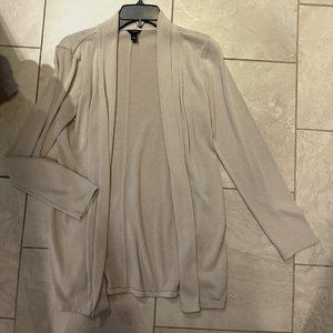 Ann Taylor long beige cozy open front cardigan